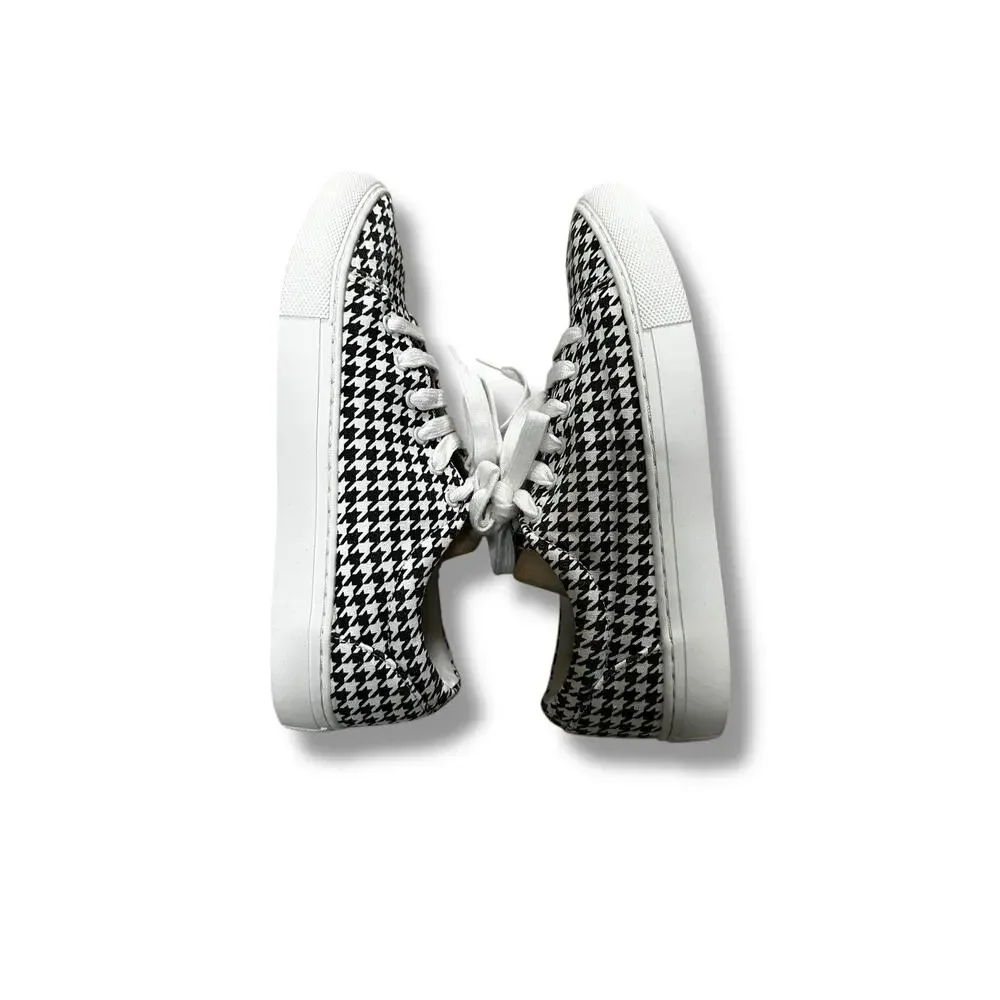 J. Crew Black White Houndstooth Checker Road Trip Tennis Shoes Sneakers 6.5
